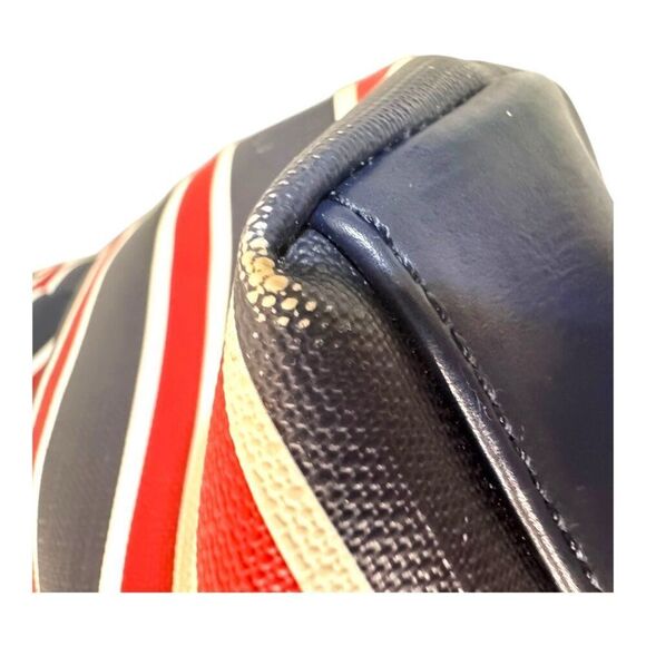 Tommy Hilfiger Patriotic Red White Blue Striped Tote Bag Zipper Top Handle READ - Picture 9 of 16